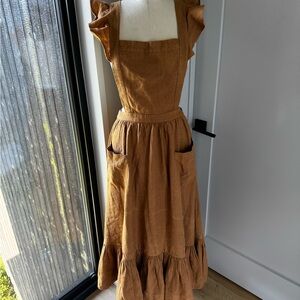 Elegant Brown Ruffle Sleeve Dress